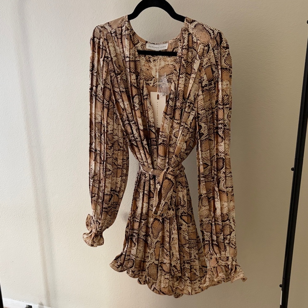 Vici Snake Print Long Sleeve Romper